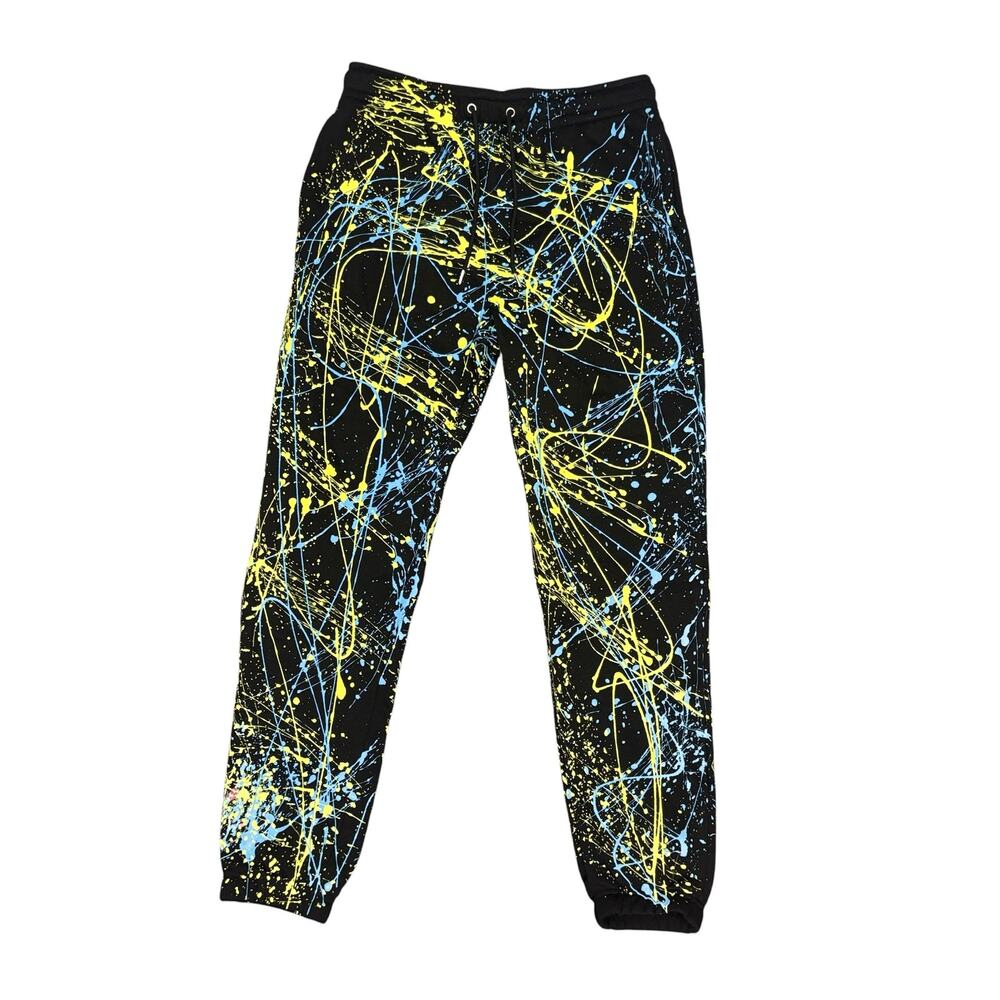 Couch UK Paint Splatter Joggers Black Splat Trackies Multi Sweatpants NWT Size M